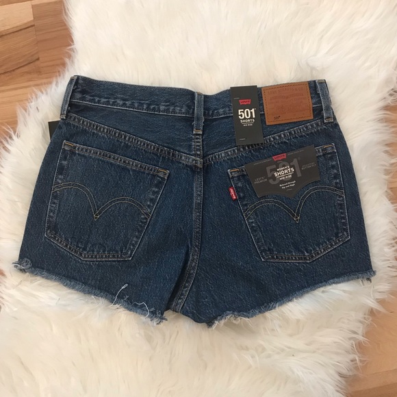 LEVI’S 501 Indigo Mid Rise Cutoff Jean Shorts - Picture 7 of 8